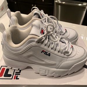 Women’s Fila size 7 all-white Disruptor